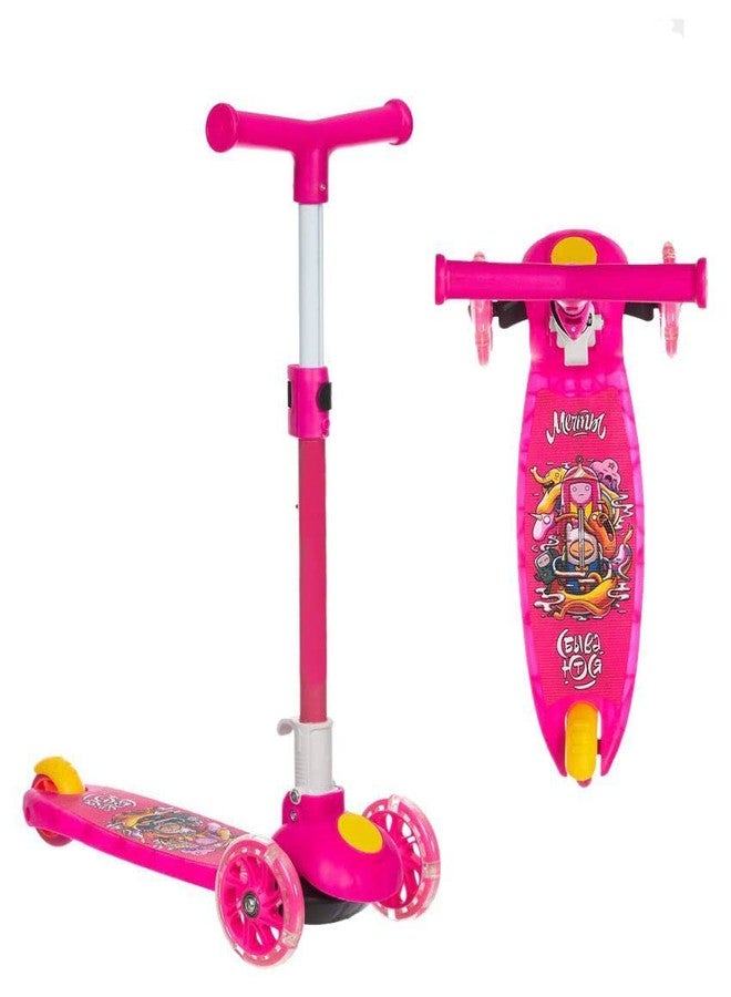 Plutofit Height Adjustable Foldable Super Scooter for Kids with LED Wheels, Pink - Image 1